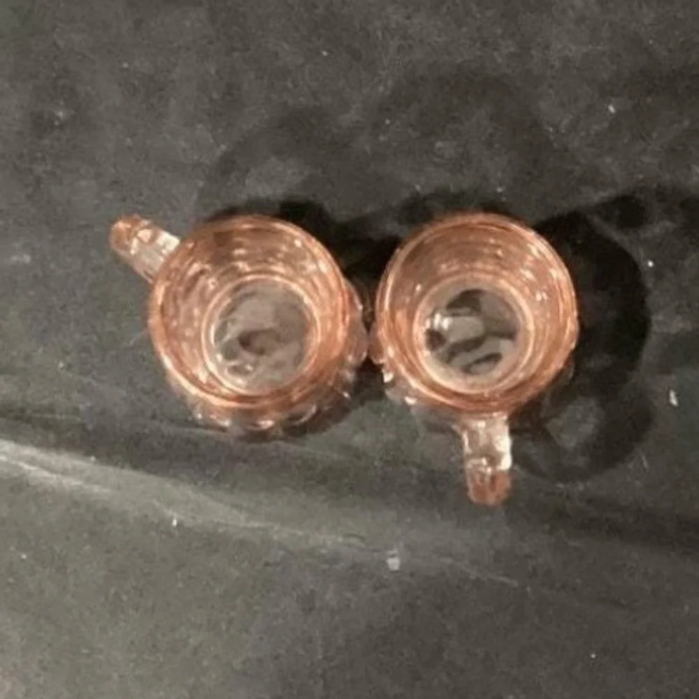 Federal Glass Pink Mini Shot Glasses, Set of 2, Depression Era Toothpick Holders